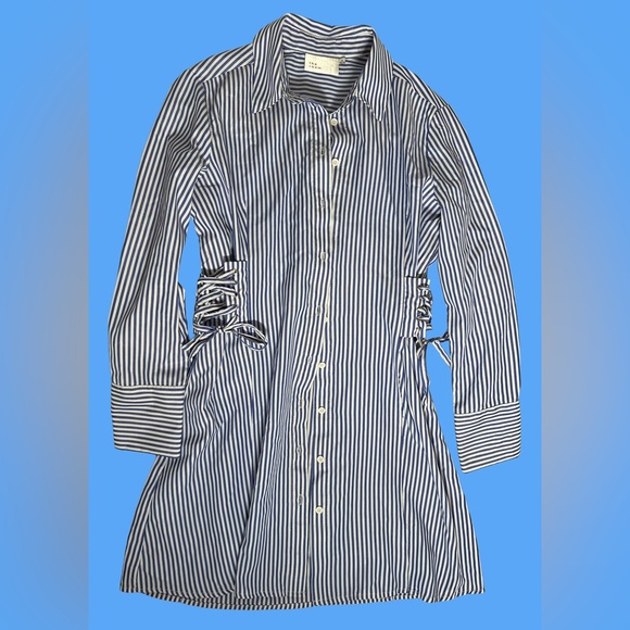 The Room Navy and White Striped Button Down Shirt Dress - Picture 4 of 7